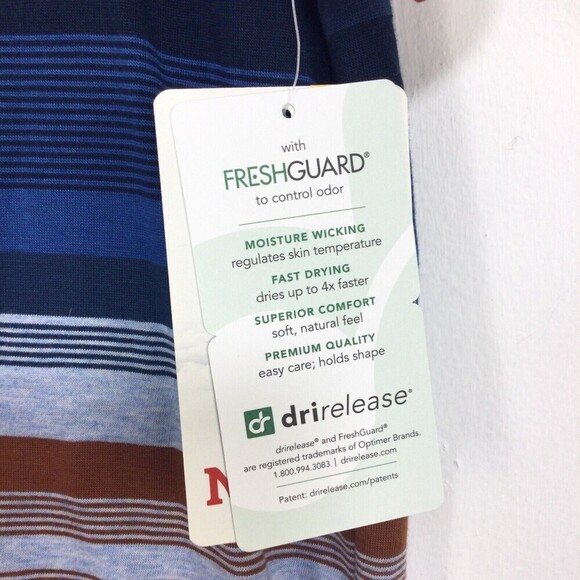 Marmot Mens Red Rock Short Sleeve Stripe T-Shirt Varsity Blue UPF 30 - Picture 7 of 11